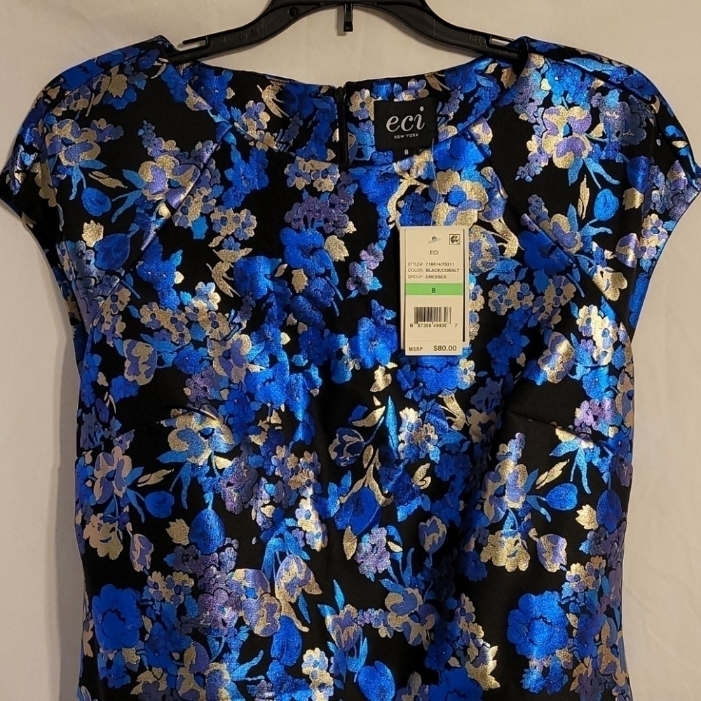 Eci New York Stretch Foiled Cap Sleeve Dress